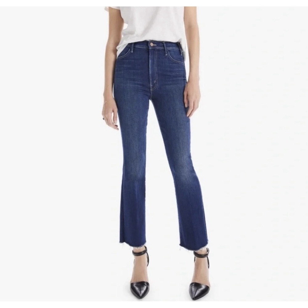 New Mother Jeans 28 The Hustler Ankle Fray Home Movies High Rise Classic Blue